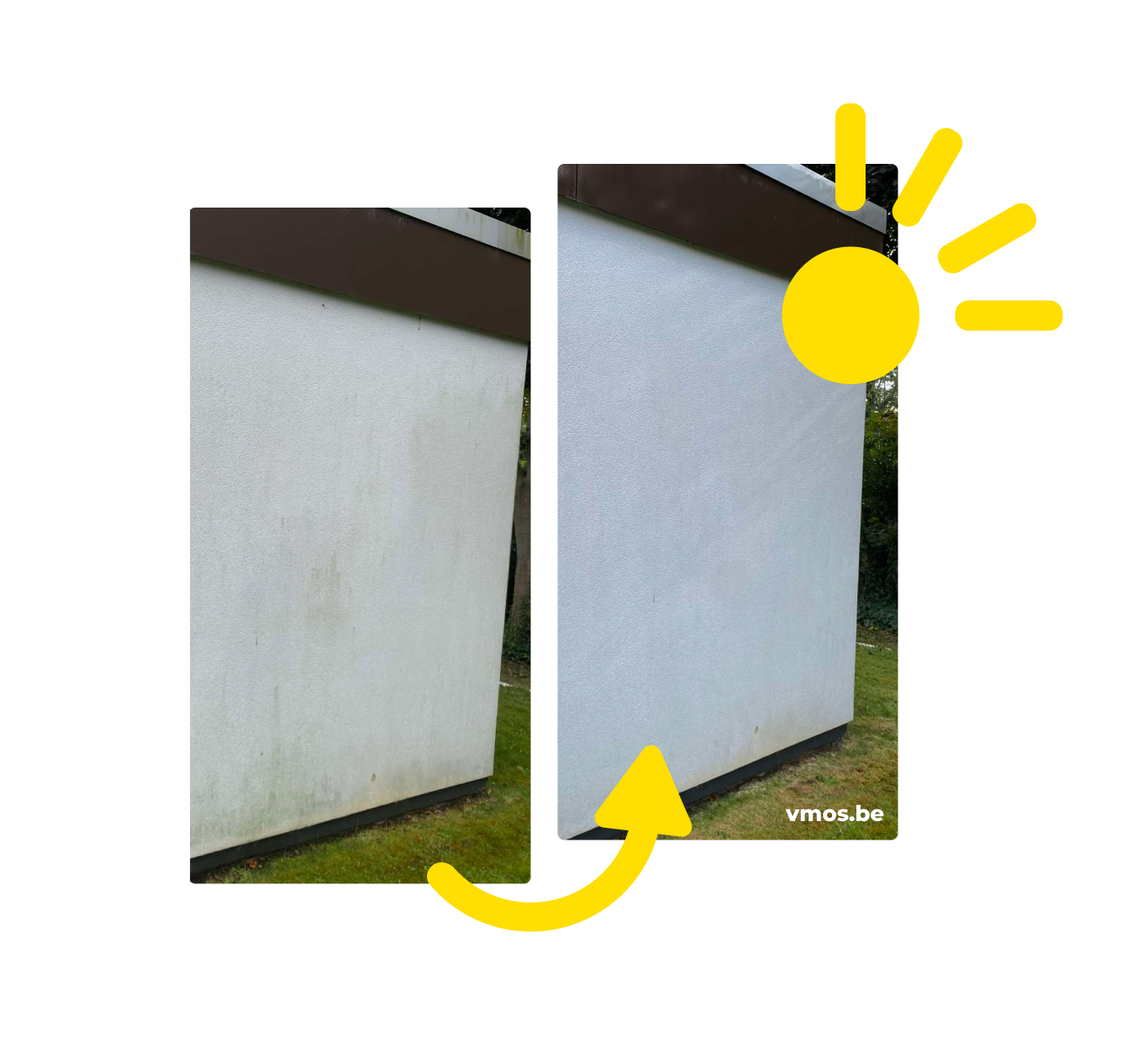 Voorbeeld van het effect van gevelreiniging
